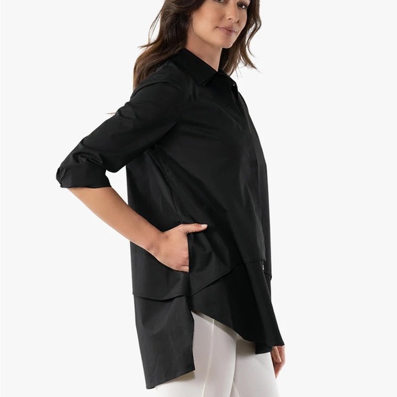 NWOT Stella Carakasi Twice As Nice Long Sleeve Button Down Shirt in Black Size S - Picture 5 of 12